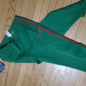 Puma Unisex Green Joggers with Red Trim